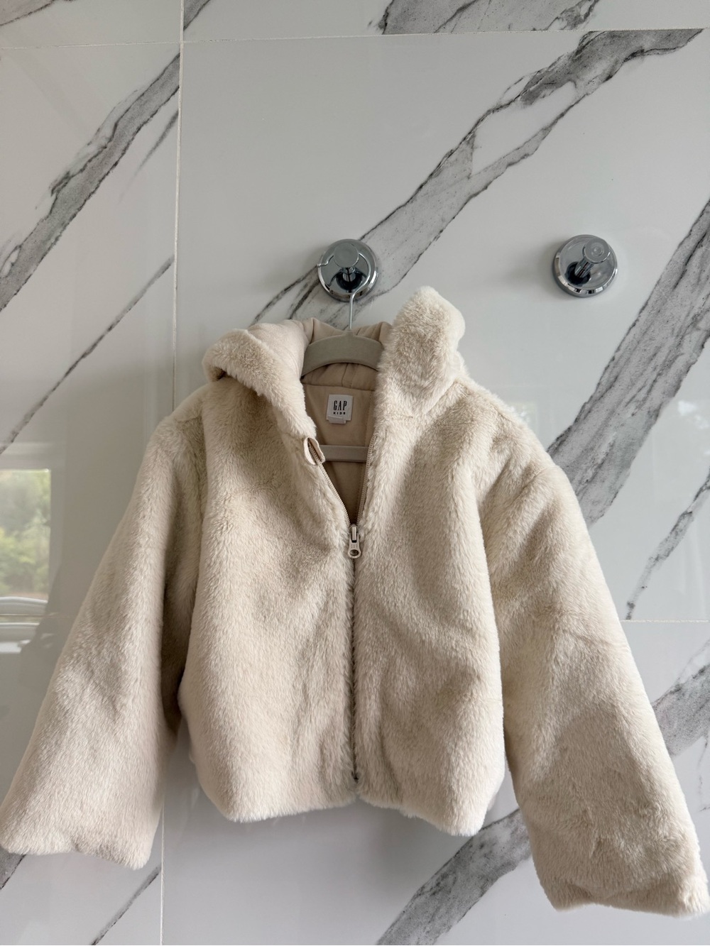 GAP Kids Cream Faux-Fur Zip Hoodie